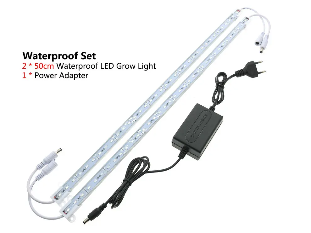 Waterproof 50cm 2pcs Комнатный светодиодный светильник для выращивания растений s DC12V 3 Красный 1 синий 5630 Светодиодный светильник для аквариума теплицы для выращивания растений с адаптером питания - Испускаемый цвет: Waterproof 50cm 2pcs