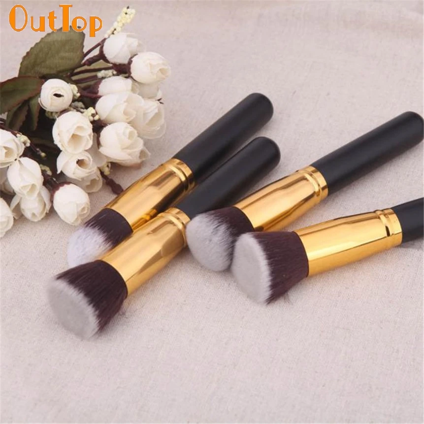 OutTop ColorWomen 4 шт./компл. черные синтетические Кабуки кисти для основы один макияж