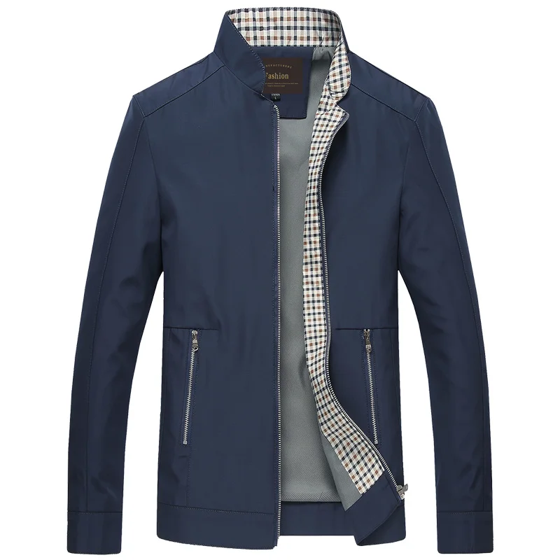 Navy ChoynSunday, мужские осенние куртки и пальто, Jaqueta Masculina, мужские повседневные Модные приталенные куртки на молнии большого размера, Hombre - Цвет: Navy