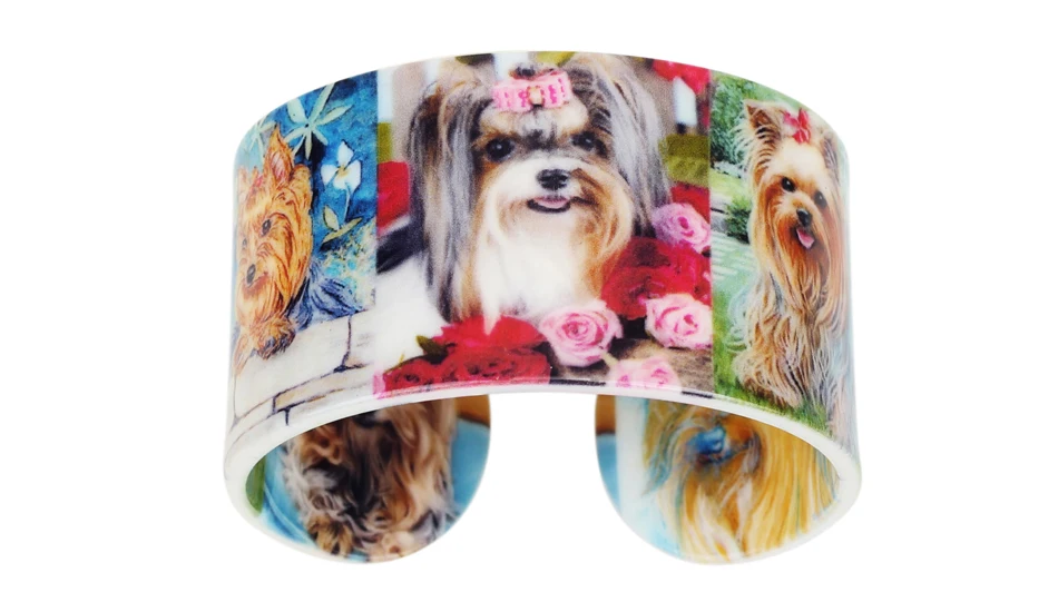 Bonsny пластиковые цветочные Shih Tzu браслеты с собакой браслеты индийская мода ремесло животное ювелирные изделия для женщин девушки дамы аксессуары Новинки