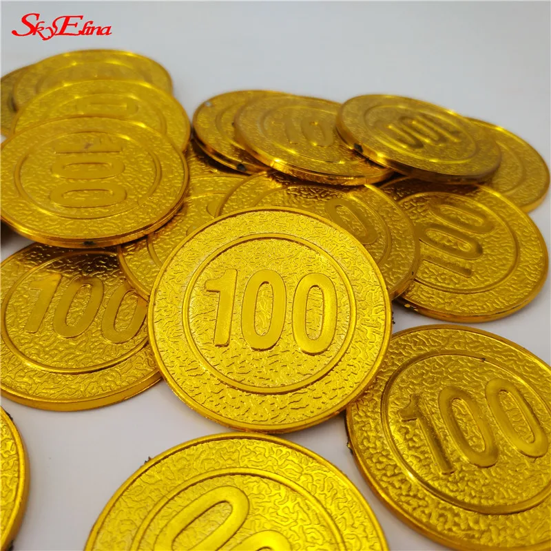 50 шт. 100 юаней Пластиковые Золотые монеты рождественские реквизиты детские игры
