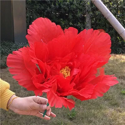 red Пион Искусственные цветы реквизит для танцев искусственный цветок реквизит для танцев ручной цветок Детский реквизит - Цвет: red