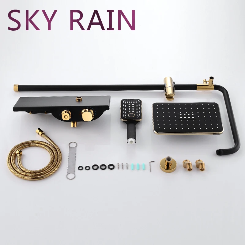 SKY RAIN античный ABS пластик 304 SUS термостатическая Золотая душевая лейка