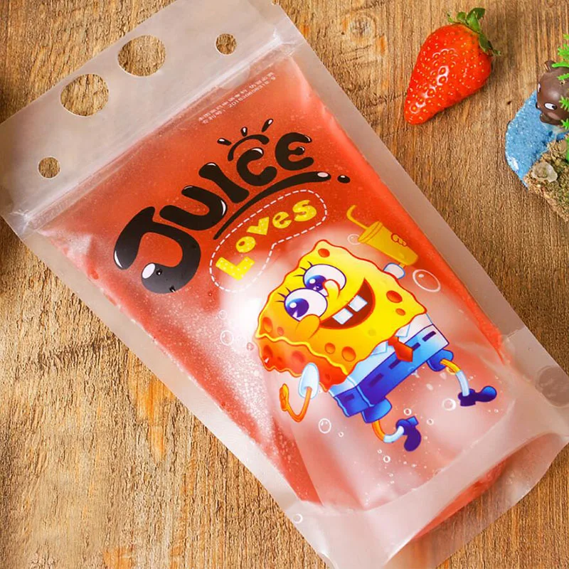 100 шт милый мультфильм пластиковый упаковочный пакет для напитков синий черный