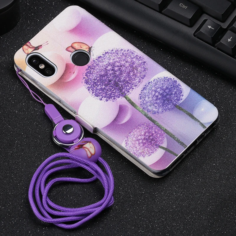 Кожаный чехол для Xiaomi Redmi Note 5 с милым рисунком флип кошелек подставка телефона Pro