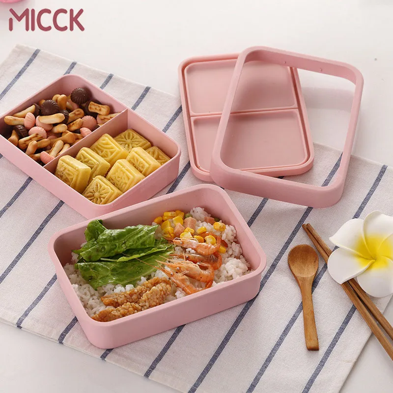MICCK Многофункциональный Ланч-бокс для микроволновки из бамбукового волокна материал для здоровья двухслойный контейнер для хранения пищи открытый для пикника студентов