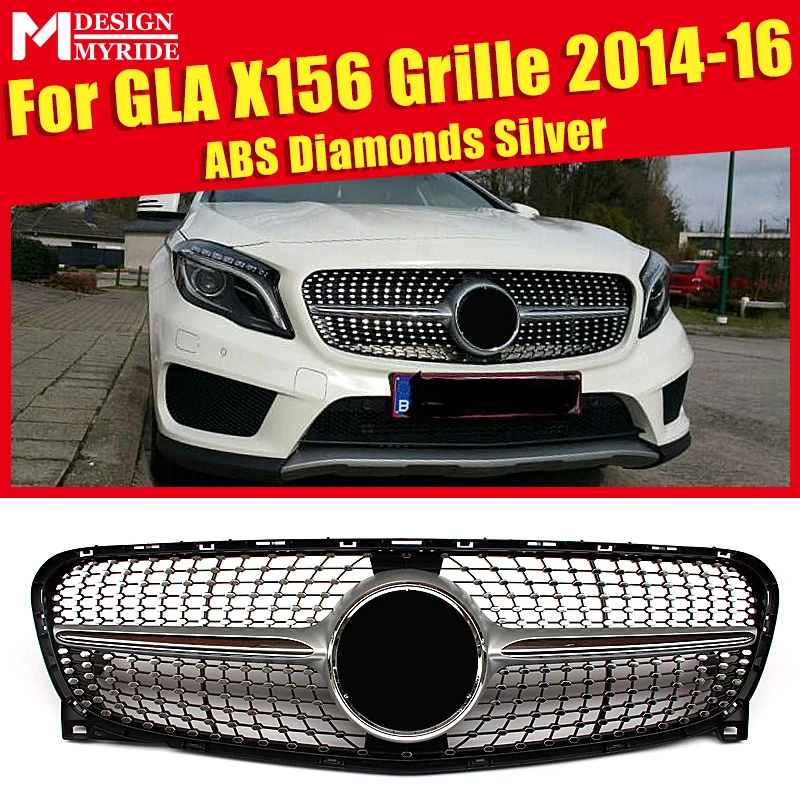 X156DiGrSi1416 X156 бриллианты решетка гриль GLA класс GLA45 вид Серебряный X156 GLA180 GLA200 решетки без знака для предварительно подтяжки лица модели до 09/ - Цвет: X156DiGrSi1416