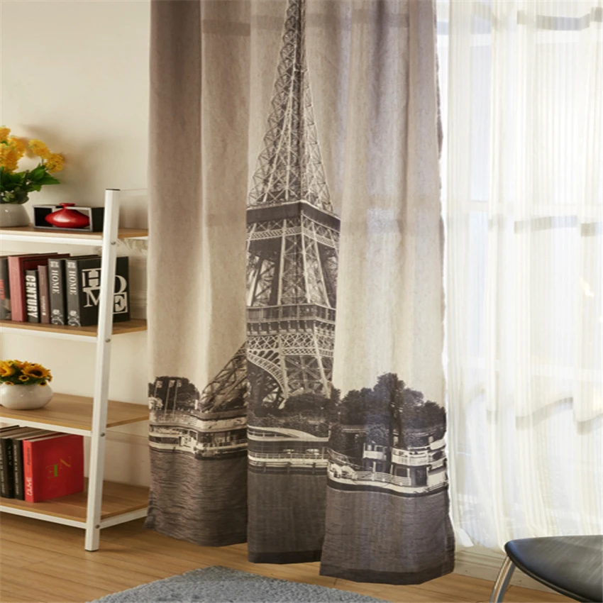 Затемняющая занавеска из льна и хлопка занавески в европейском стиле