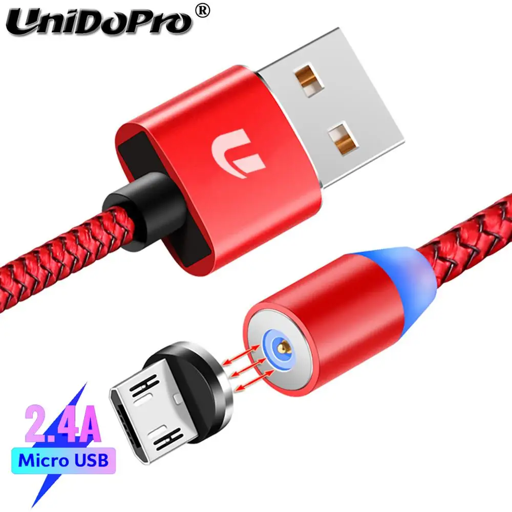 2.4A светодиодный магнитный кабель Micro USB для быстрой зарядки Xiaomi Redmi 7 7A 6 6A S2 Y3 / Huawei