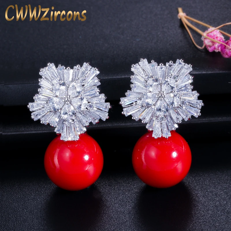 Женские серьги гвоздики серебряного цвета с фианитом и жемчугом|flower stud earrings|fashion