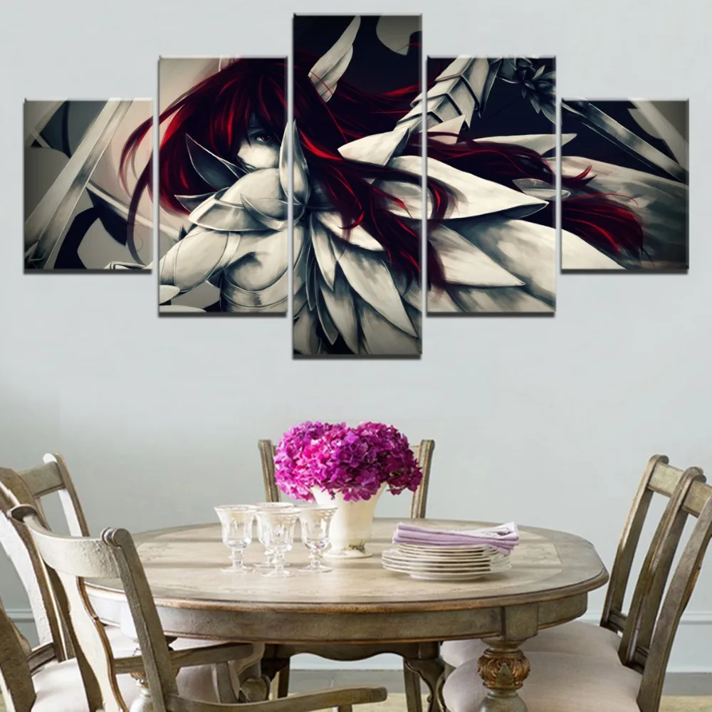 5 шт. картины на холсте искусство стену сказочный хвост аниме домашний декор