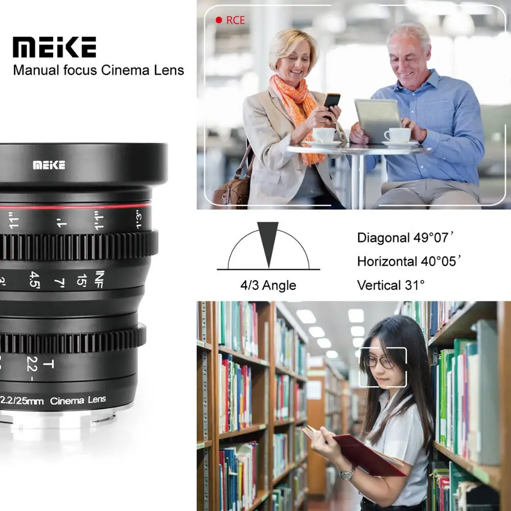 Объектив Meike 25 мм T2.2 с большой диафрагмой ручной фокус Prime Cine для Olympus Panasonic M43/Fujifilm X