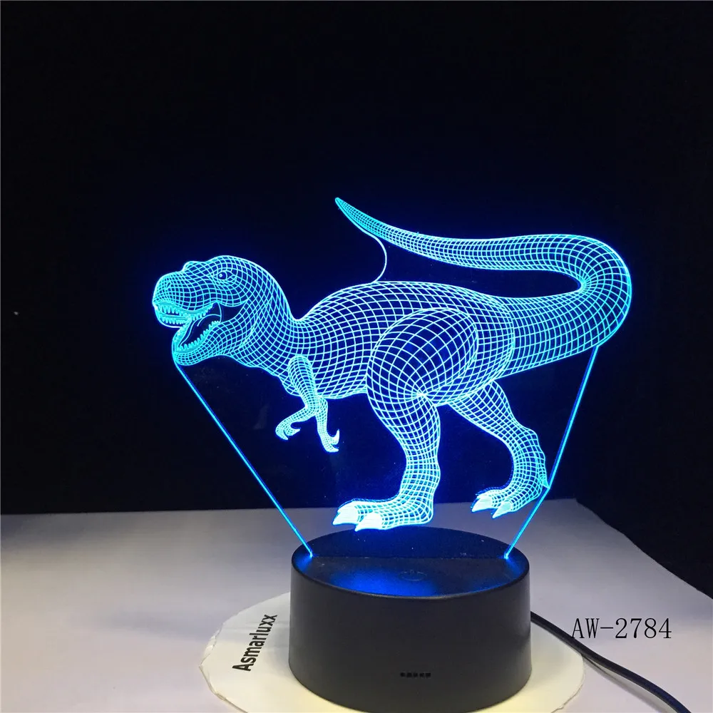 Новая светодиодная лампа с 3D иллюзией динозавр 7 цветов лампочка украшение