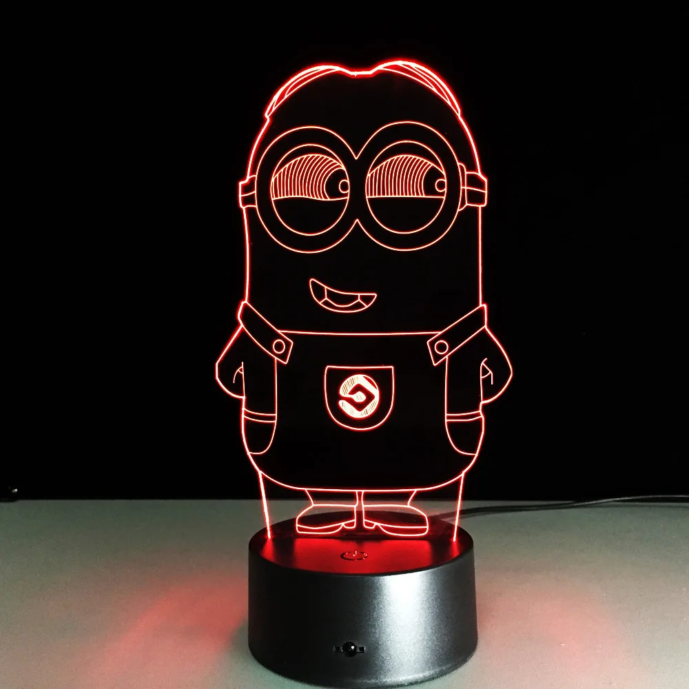 Миньоны 3D акриловая голограмма видение стерео свет Luz De LED 7 цветов лампочка