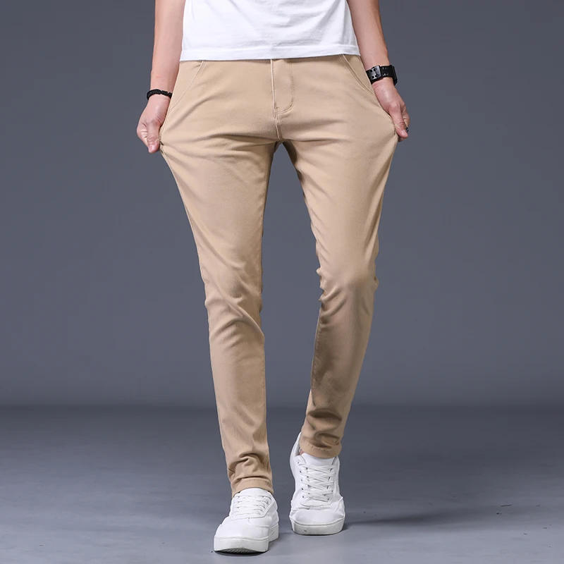 Весенние Хлопковые Штаны на каждый день для мужчин прямые Slim Fit Брюки уличной