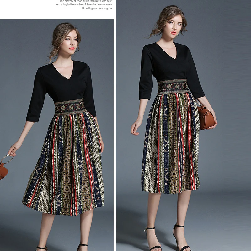 2017 женские летние Винтаж богемное шифоновое платье с принтом для девочек