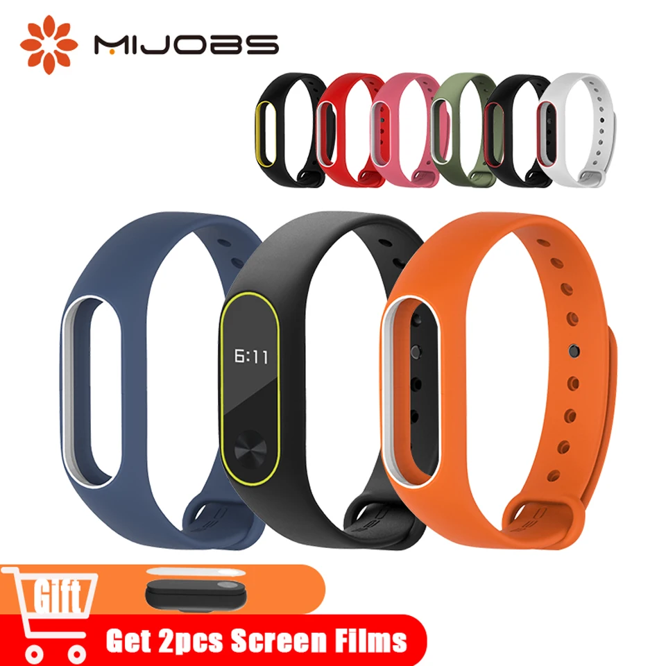Mi jobs Цветной силиконовый ремешок mi Band 2 для xio mi Браслет спортивный для Xiaomi mi Band 2 аксессуары умные часы браслет