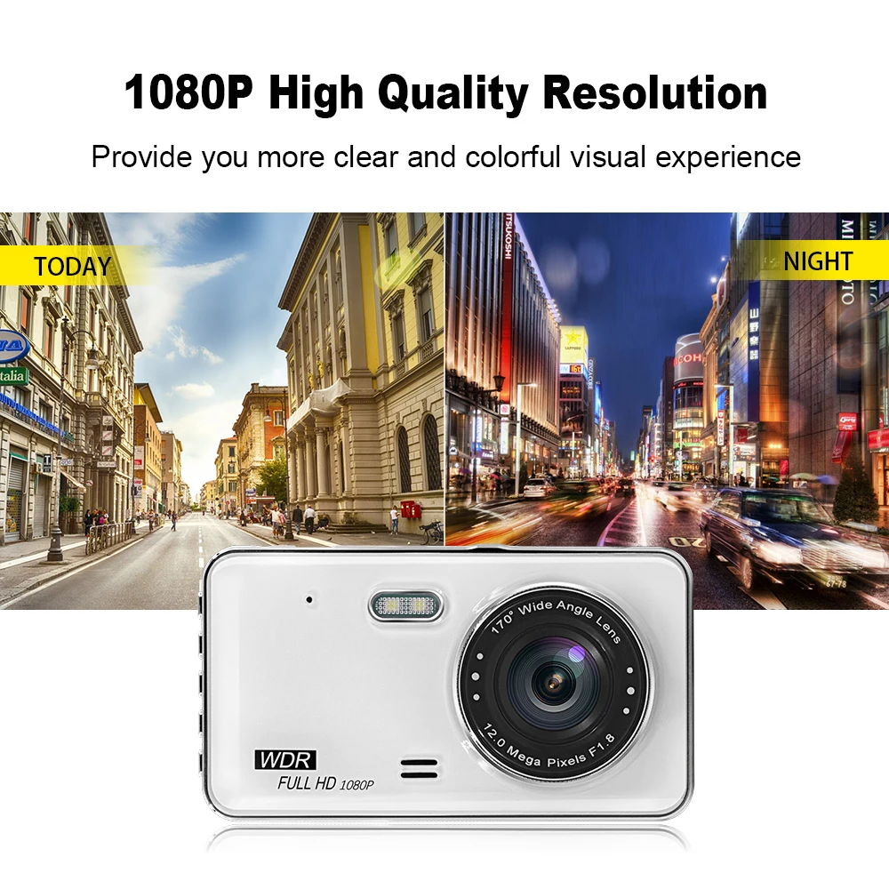 Автомобильный видеорегистратор с двойным объективом HD 1080P 170 градусов