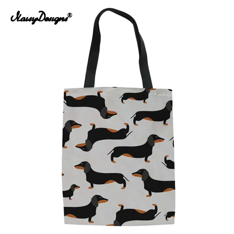 Doxie такса Дизайн Холст Tote женские большие складные сумки для покупок женщин