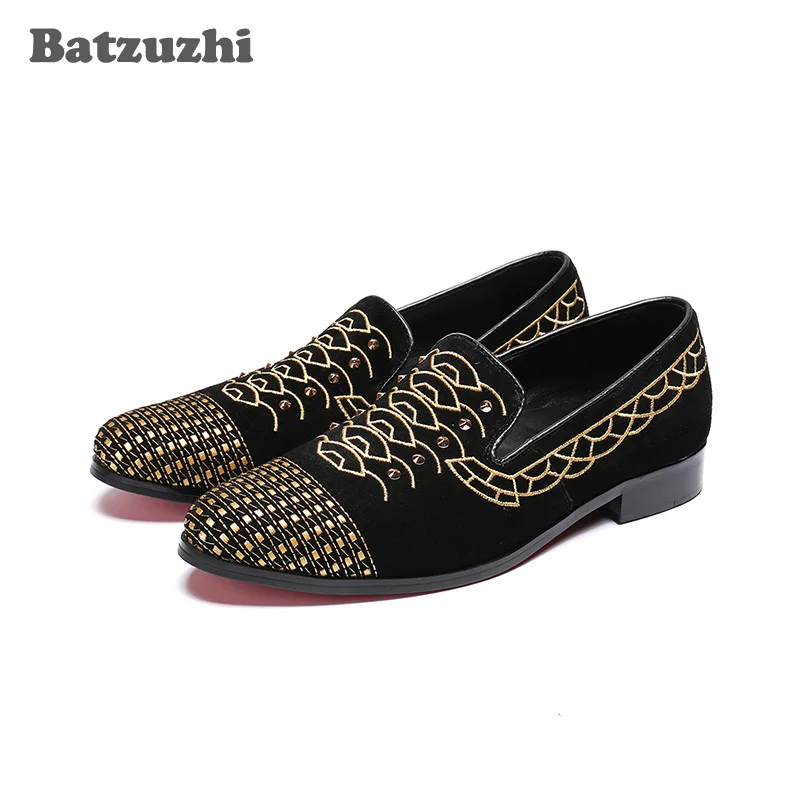

Batzuzhi Brand Designer's Loafers Shoes Men Black Suede Casual Leather Men's Shoes Flats Drivers Comfortable mocassin homme!