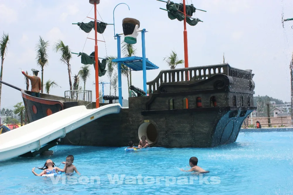 Оборудование для аквапарка пиратский корабль из стекловолокна с водной горкой