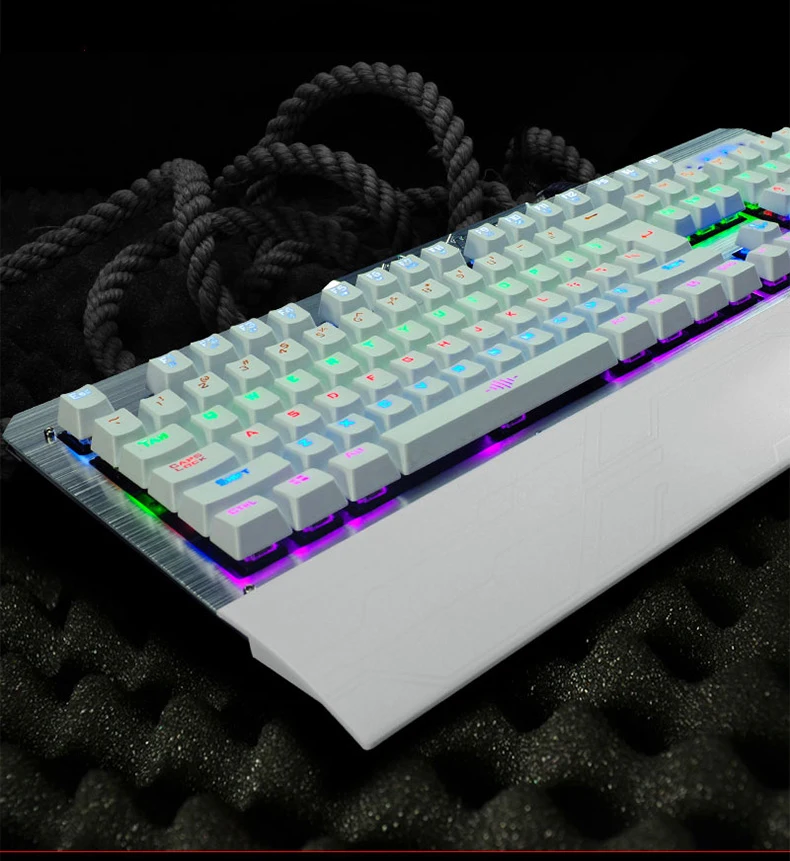 K26 Механическая игровая клавиатура RGB подсветка геймерская клавиатура синий переключатель механическая клавиатура кабель для компьютера Pro Gamer