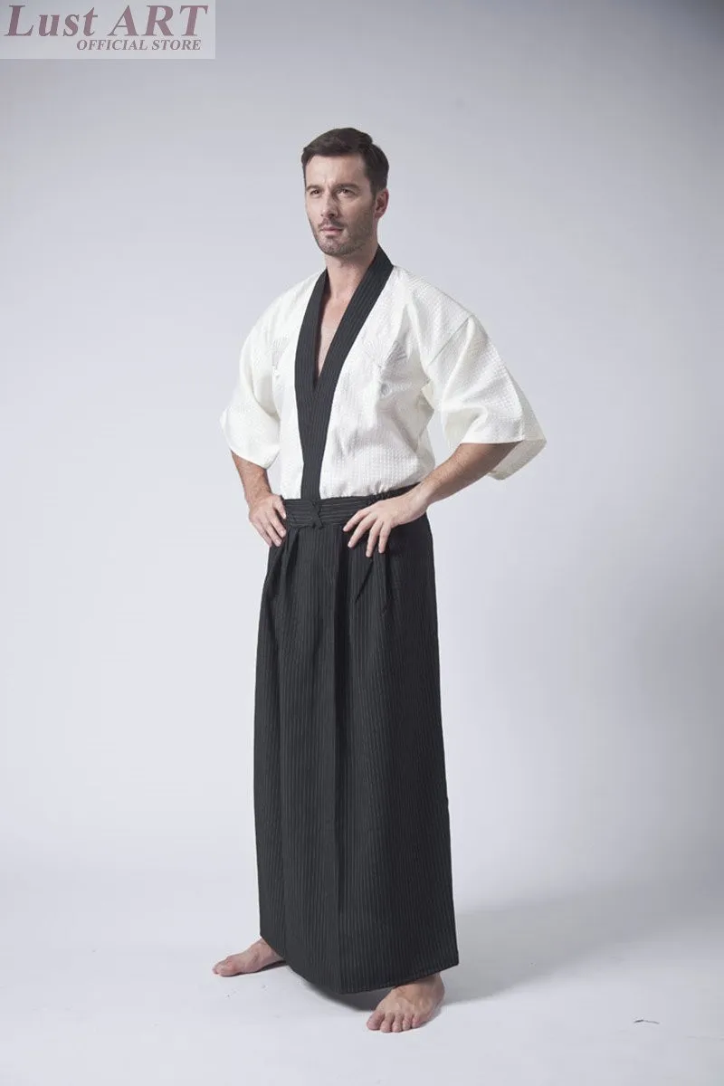 Традиционное японское кимоно для мужчин yukata мужской haori obi Самурай одежда для воина костюм, кимоно для костюмированного представления Национальный AA034