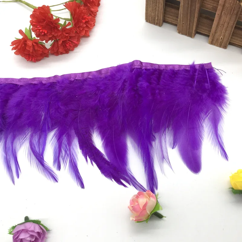 purple 4 до 6 см 2 ярдов перо петуха границы, цвет Швейные торжественное платье/Art платье украшения - Цвет: purple