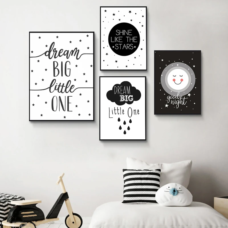 Картина на холсте для детской комнаты с мультяшными мотивами мечты большого