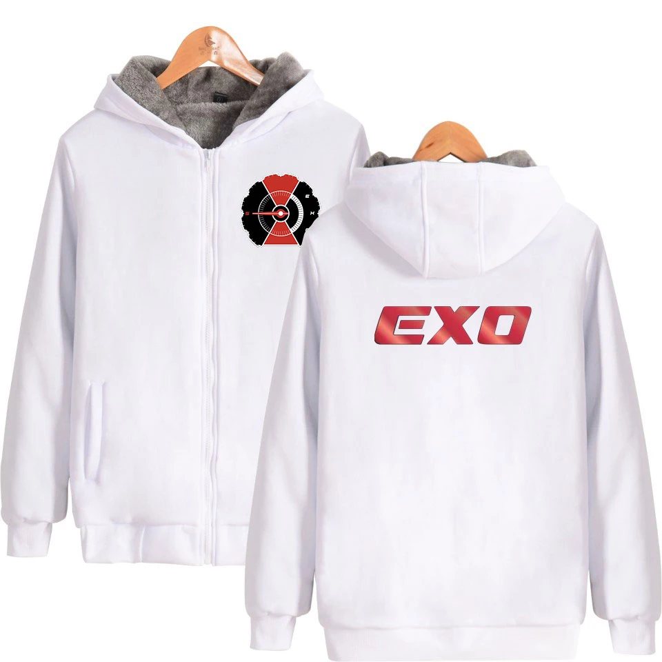 EXO Simple Print Zipper Hoodies Parkas Keep Warm Casual Women/Men Fashion 2018 New Arrival Winter | Мужская одежда