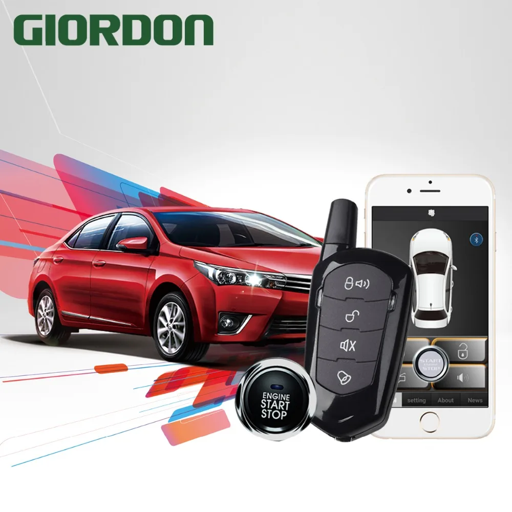 $61.67 SmartPhone Control PKE Car Alarm System Kit Smart Passive Auto Central Locking Car Door Keyless Push Remote Button MP900A