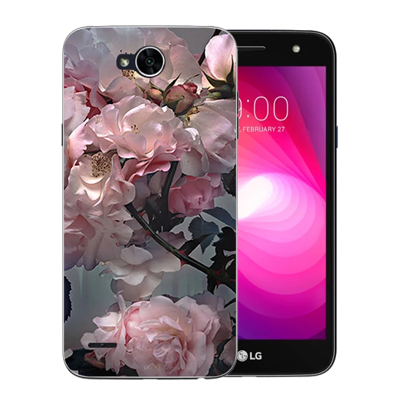 Силиконовый чехол для LG X power 2 K10 Power мягкий из ТПУ с цветочным узором мобильного
