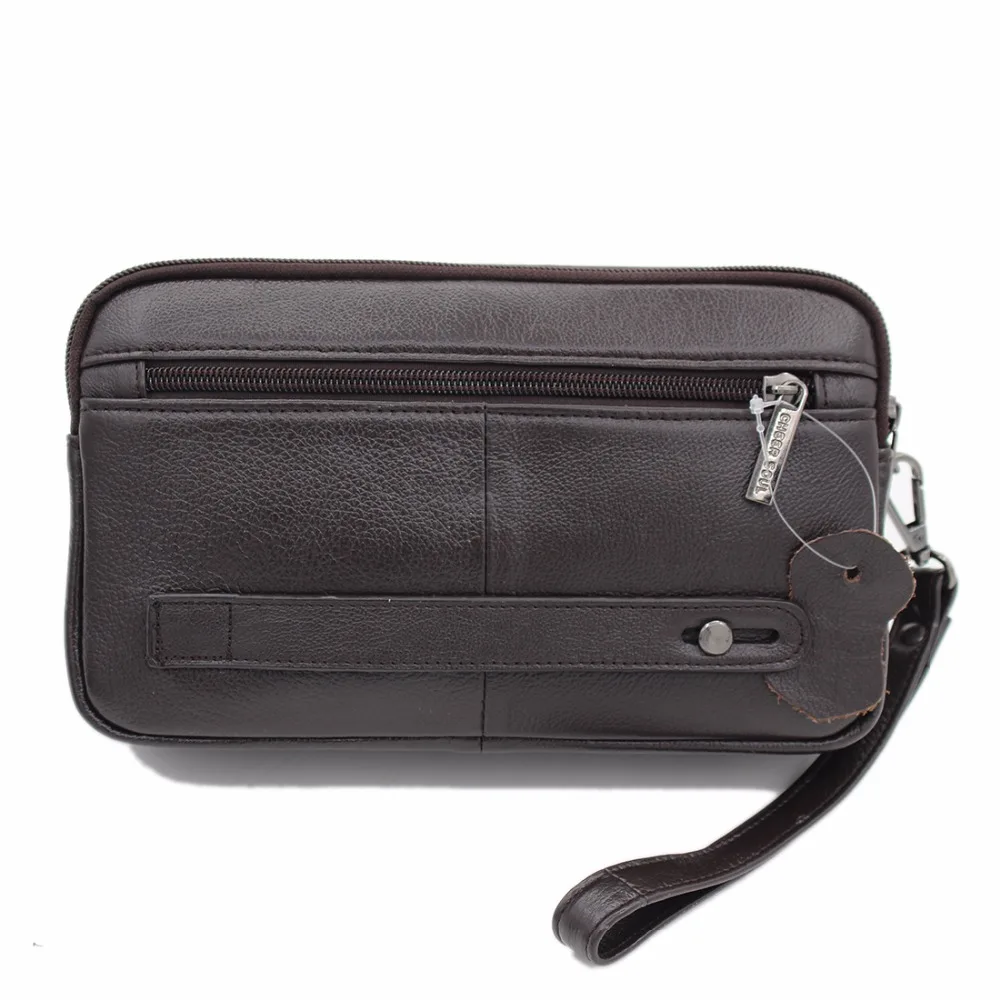 Из натуральной кожи мужская сумка клатч кошелек с ремешком на запястье Бизнес