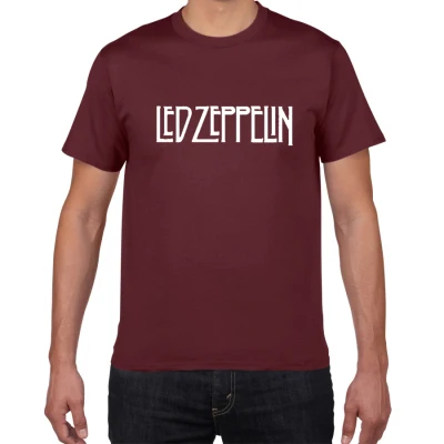 W434 wine red Led zeppelin, футболка в стиле хард рок, Мужская футболка в стиле хип-хоп, футболка в стиле фолк-рок, Мужская хлопковая футболка в стиле панк, летняя футболка, homme camisetas - Цвет: W434 wine red