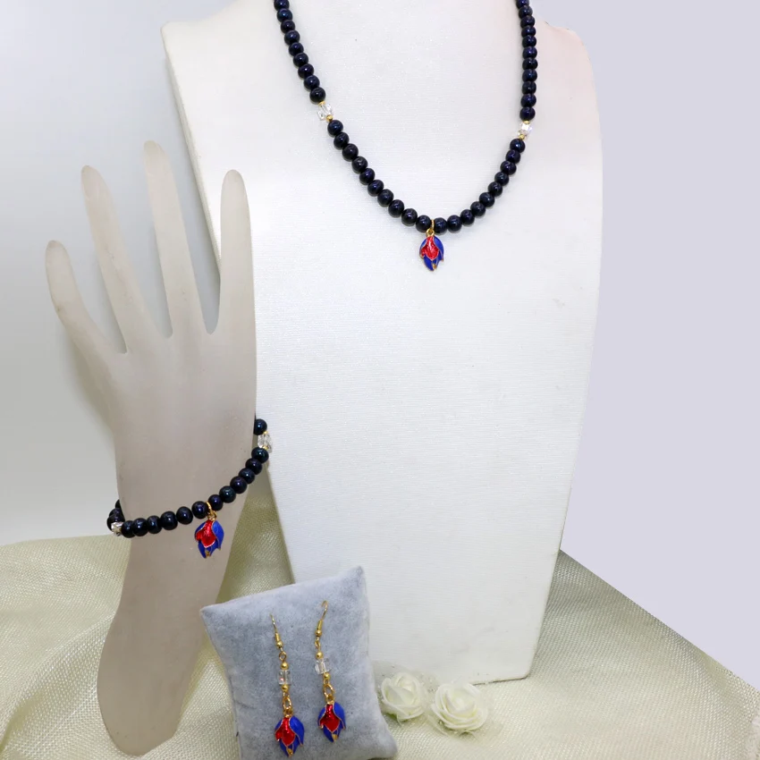 Натуральный 7-8 мм черный Пресноводный Культивированный Жемчуг Бусы цепочка