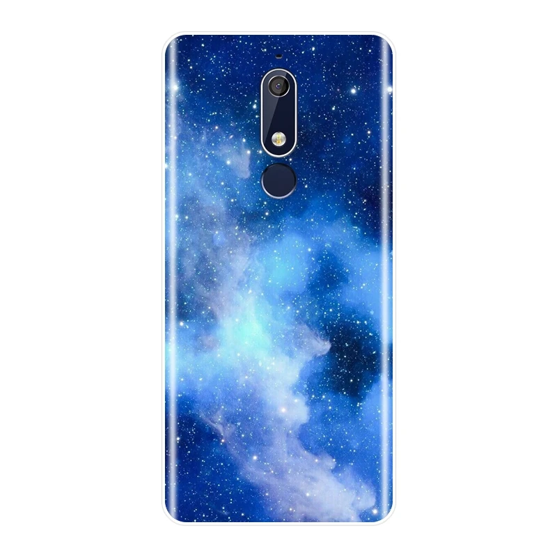 ТПУ голубое сердце цветок звезды задняя крышка для Nokia 2 1 3 5 6 7 мягкий чехол