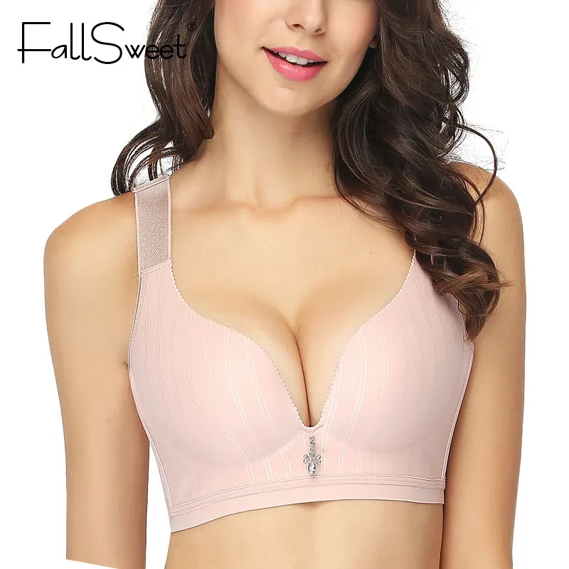 FallSweet бюстгальтер без проволоки для женщин бесшовный B C чашка пуш-ап широкий