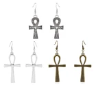 1 пара тибетских серебряныхкоричневых Египетский Анкх крестиков, серьги, египетские кресты, Подвески, DIY Luckly серьги