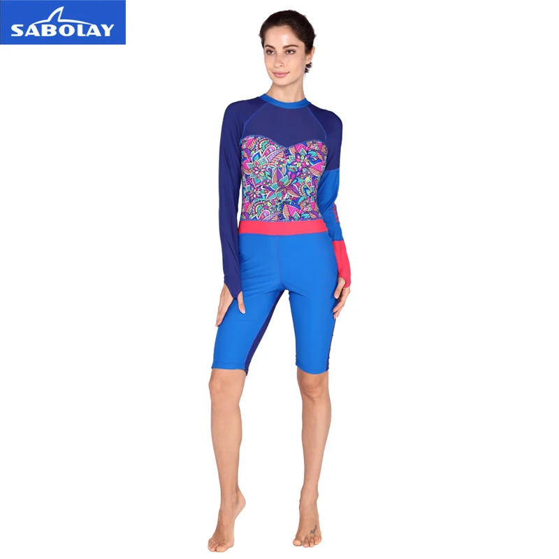 Sabolay Для женщин лайкра Rashguard Surf цельный Рубашки для мальчиков Солнцезащитный крем