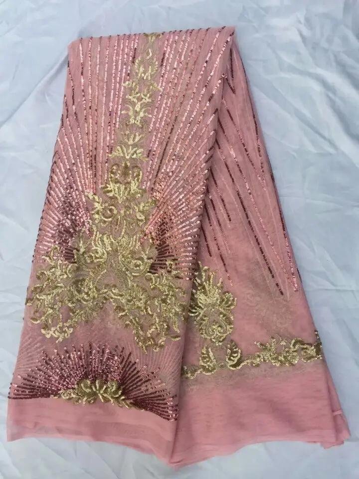 5 ярдов/шт Высокое качество золотые блестки цветочный дизайн африканская сетка