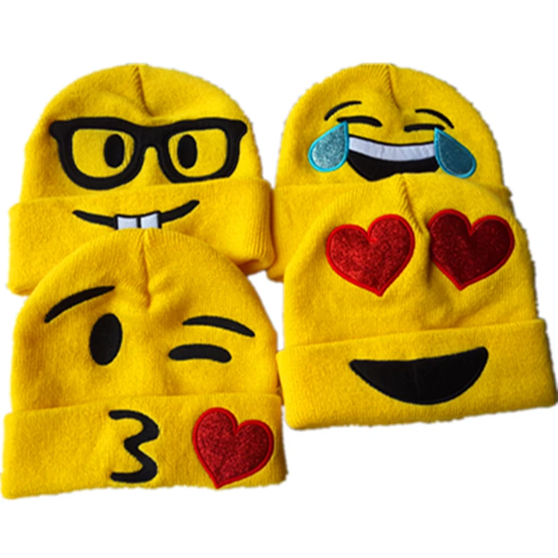 Вязаная Шапка бини с забавными выражениями шапка для взрослых детей мужчин