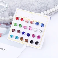 hocole 12 pairs women round crystal rhinestone stud earrings for women ball metal pearl earring sets fashion jewelry girls gift
