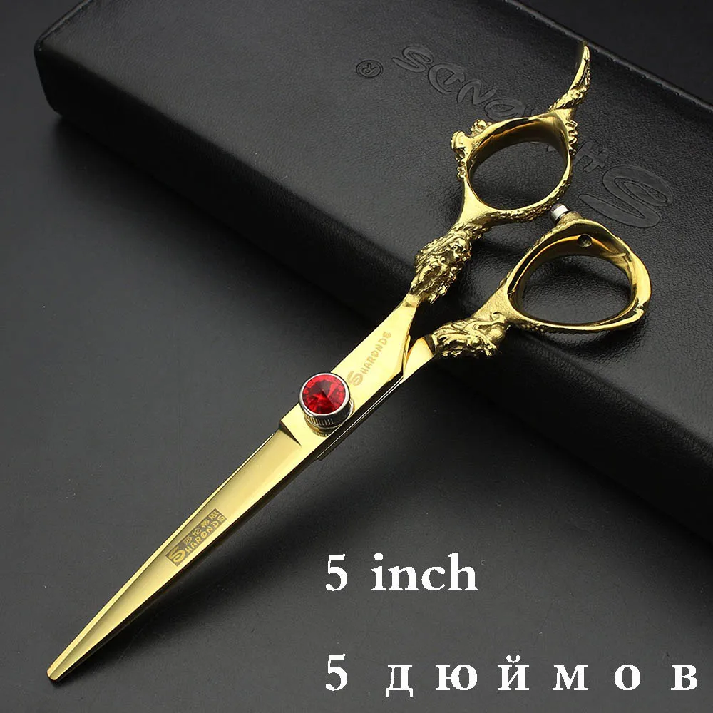 5.5inchGold Cut Japan440c Профессиональный Парикмахерские ножницы Дракон ручка Ножницы 5,5/6/7 дюймов Парикмахерская магазинные ножницы инструмент - Цвет: 5.5inchGold Cut
