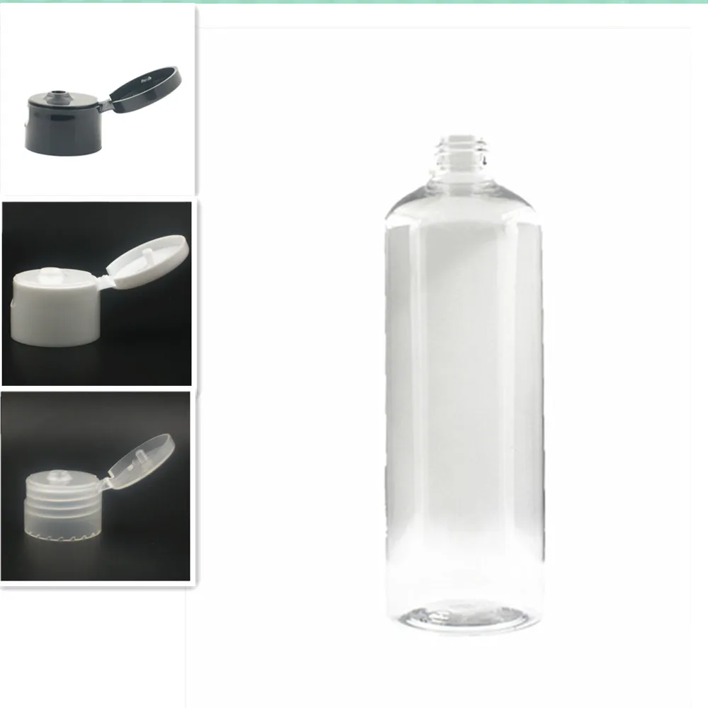 

Empty Plastic Bottles, 500ml Clear Amber PET Bottle With White/black Dispensing , Flit Top Cap