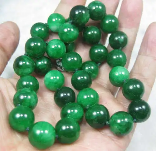Бесплатная доставка ожерелье из бисера натурального зеленого камня JADEITE 10 мм 18