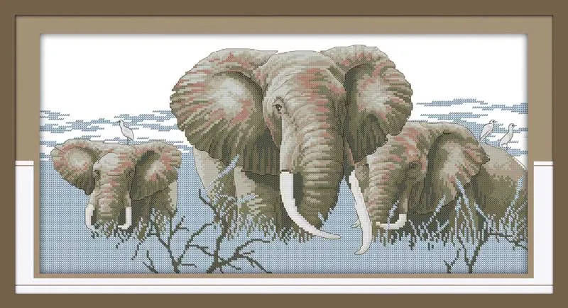 Holy elephants cross stitch kit 14ct 11ct pre stamped canvas stitching animal lover embroidery DIY handmade needlework | Дом и сад