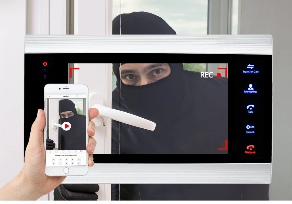 Homefong 7 дюймов 720P видеодомофон ip видео домофон Wifi домофон Беспроводная разблокировка смарт-трекер движения сигнализация Wifi коробка