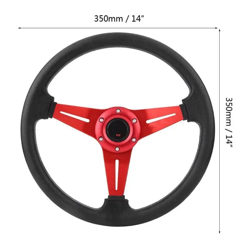 

High Quality Car Sport Steering Wheel Racing Type Universal 14 inch 350MM Aluminum+PU Modified Steering Wheel 6 Color Optional