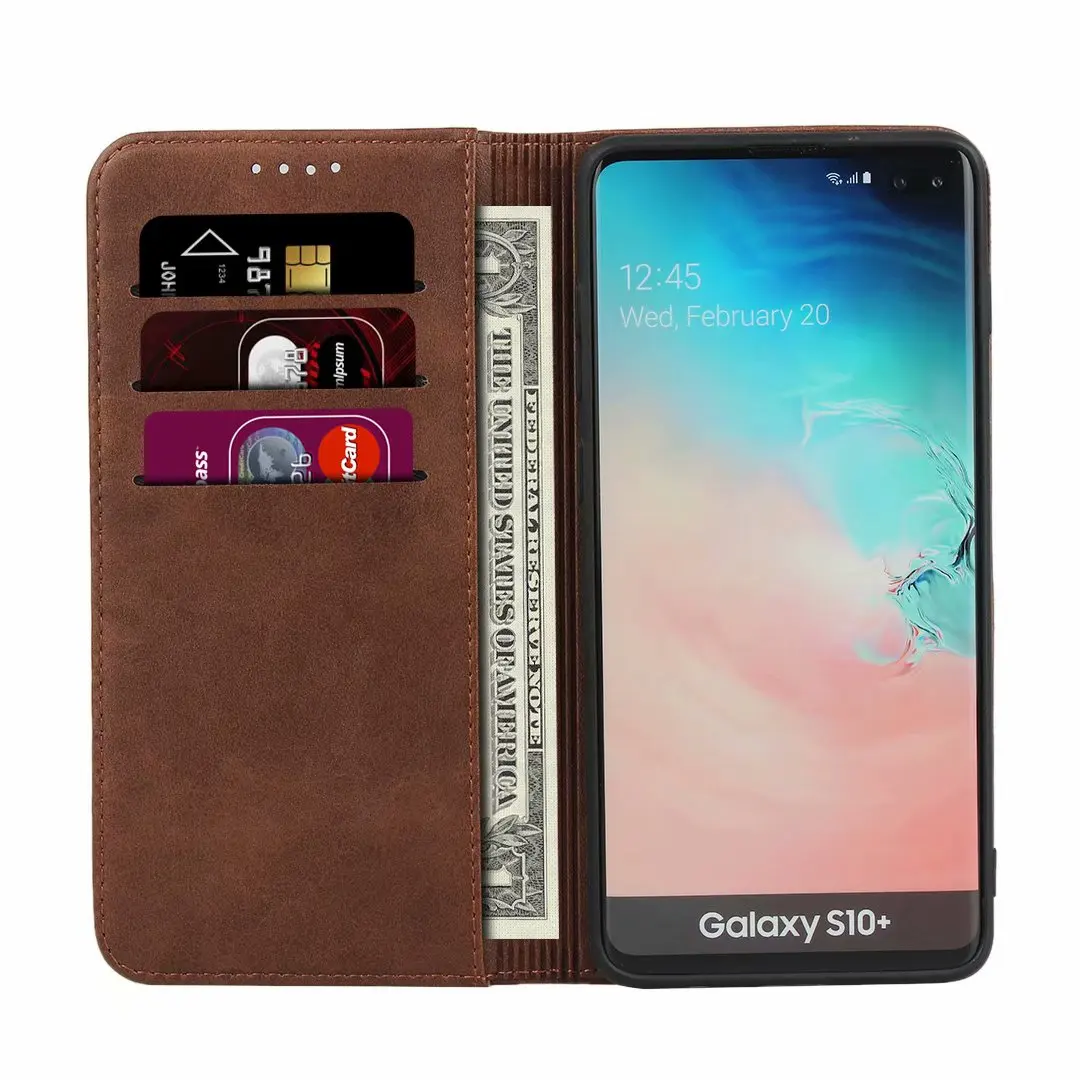 leather case for samsung galaxy s10 s10e s10 plus 5g flip case card holder holster magnetic attraction cover wallet case free global shipping