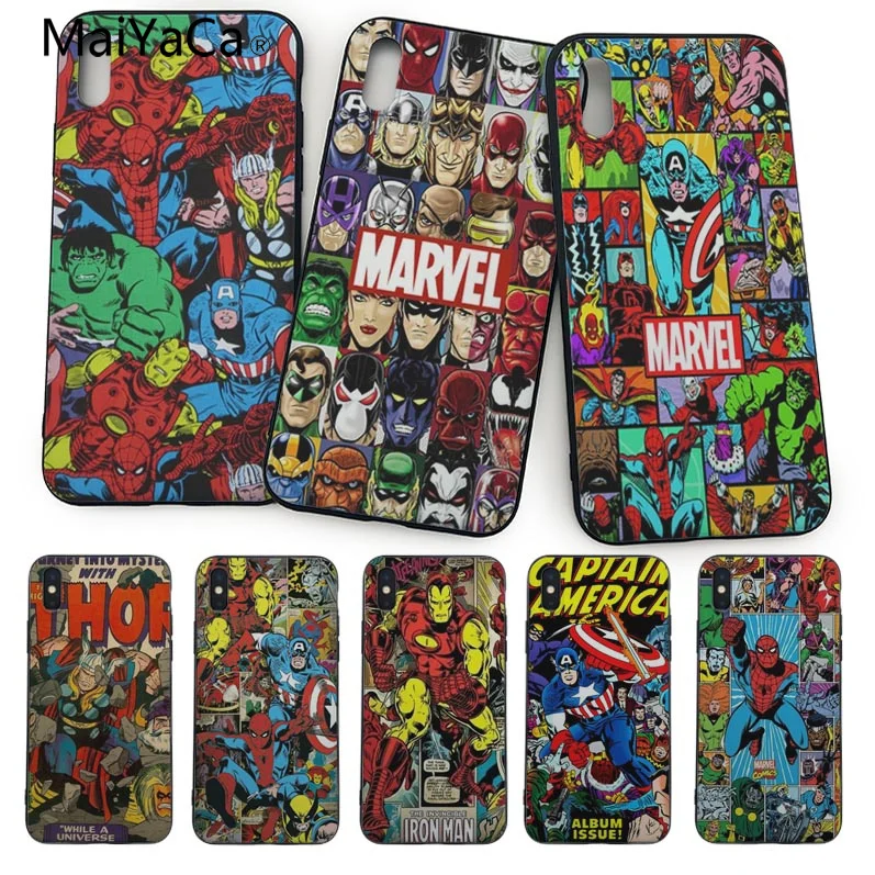 MaiYaCa Marvel супер герой милый мягкий ТПУ чехол для iphone X 8 8plus 7 7plus 6plus 6s 5S SE XS XR XSMAX